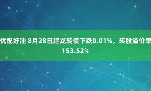 优配好油 8月28日建龙转债下跌0.01%，转股溢价率153.52%