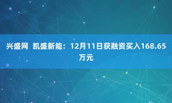 兴盛网  凯盛新能：12月11日获融资买入168.65万元