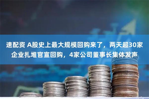 速配资 A股史上最大规模回购来了，两天超30家企业扎堆官宣回购，4家公司董事长集体发声